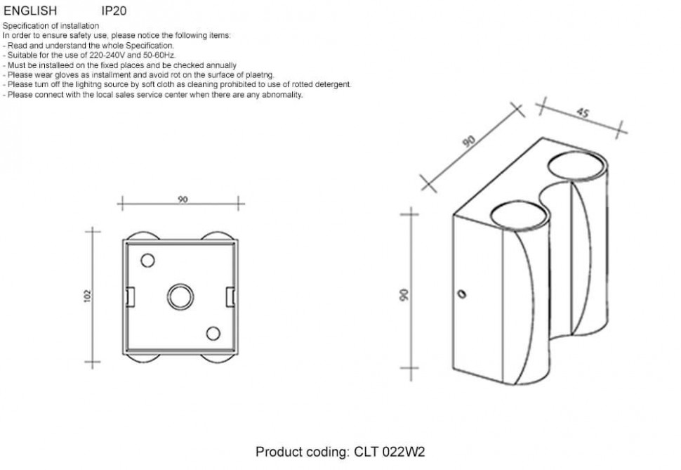 Уличный настенный светильник Crystal Lux CLT 022W2 BL-GO 4000K