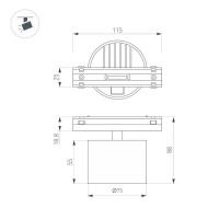 Трековый магнитный светильник Arlight MAG-VIBE-POINT-R75-10W Day4000-MIX (BK, 24 deg, 48V, TUYA) 044816